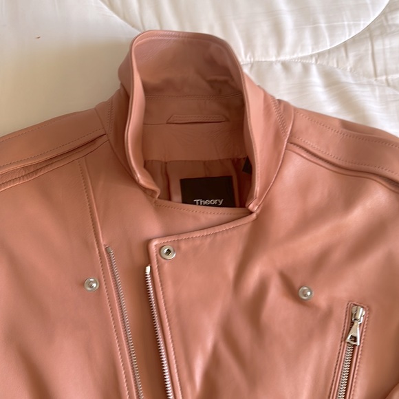 COPY - Theory Woman’s Pink Lamb Leather Moto Jacket in very good used condition… - Picture 6 of 8